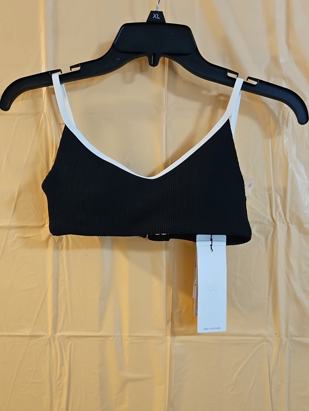 CALIA Women's Tipped Strappy Open Back Swim Top: BLACK: NEW WITH TAGS: SIZE XS